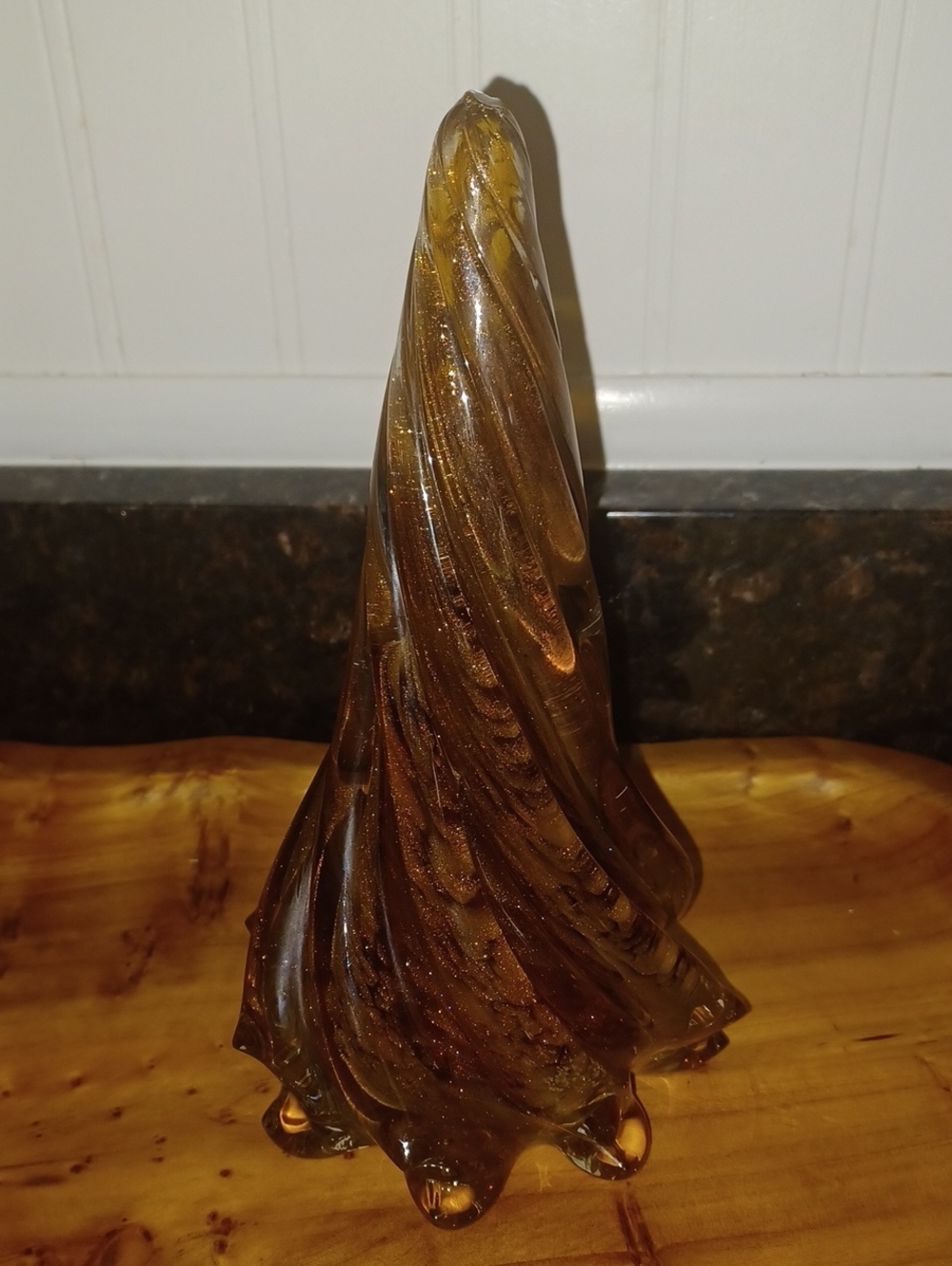 Authentic Glass Glass Christmas Tree 8" Amber Gold Swirl Retired Limited Design